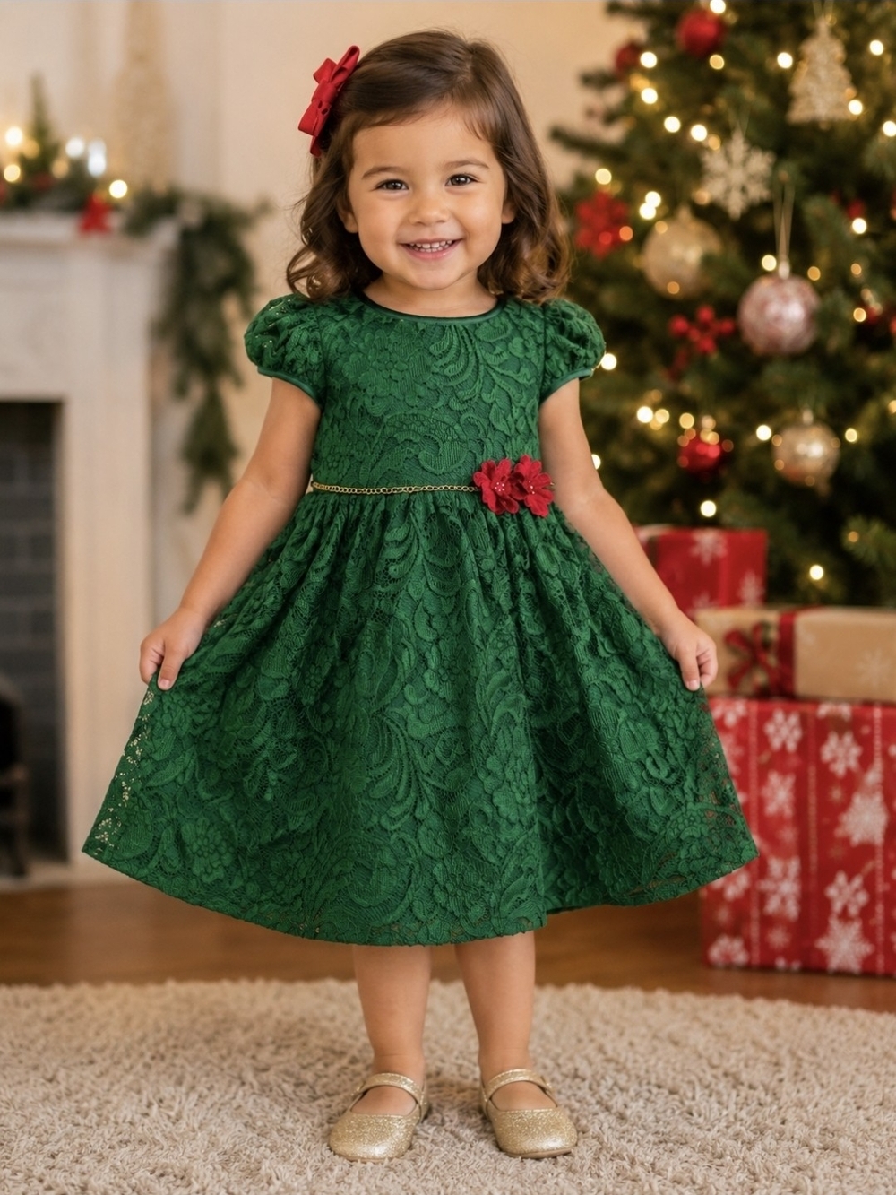 Laura Ashley Emerald Green Lace Dress